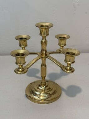 Vintage Brass 5-Arm Candelabra Candle Holder DECOR  Beacon Hill Signed Polished